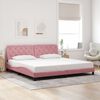vidaXL Estructura de cama con LED sin colch&oacute;n terciopelo rosa 200x200 cm