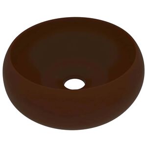 vidaXL Lavabo de lujo redondo cer&aacute;mica marr&oacute;n oscuro mate 40x15 cm