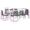 vidaXL Set comedor jard&iacute;n 9 pzas y cojines rat&aacute;n sint&eacute;tico gris