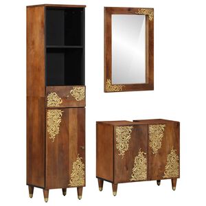 vidaXL Juego de Muebles de Ba&ntilde;o con caj&oacute;n con puerta 3 pcs Marr&oacute;n miel