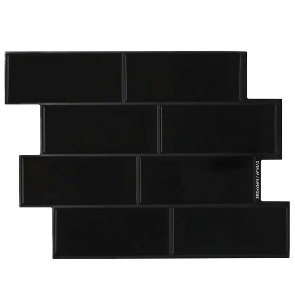 vidaXL Azulejo de metro 10 pcs Negro 29.4 x 21.4 cm Poliuretano y PET