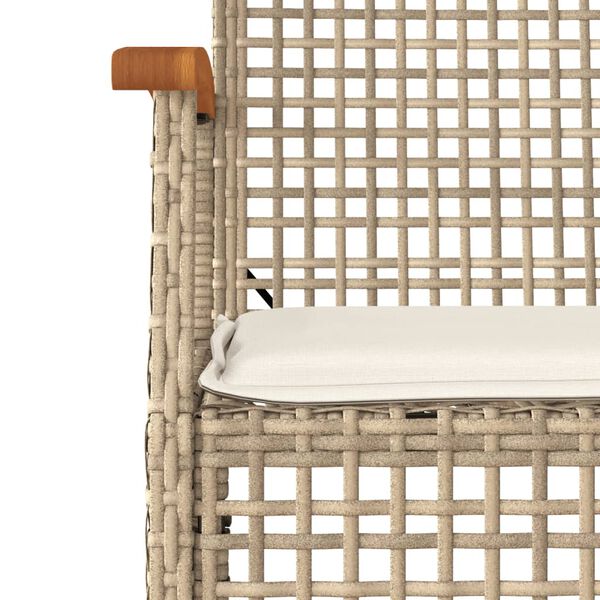vidaXL Set comedor de jard&iacute;n 3 pzas con cojines rat&aacute;n sint&eacute;tico beige