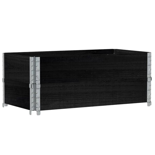 vidaXL Collares de palets 2 uds madera maciza de pino negro 100x50 cm