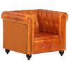 vidaXL Sill&oacute;n Chesterfield de cuero aut&eacute;ntico marr&oacute;n canela
