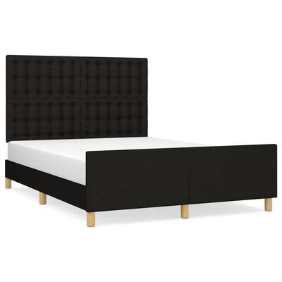 vidaXL Estructura de cama con cabecero de tela negro 140x190 cm