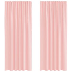 vidaXL Cortinas de gasa con bolsillos para varillas 2 uds. rosa