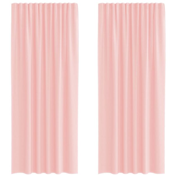 vidaXL Cortinas de gasa con bolsillos para varillas 2 uds. rosa