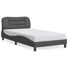 vidaXL Estructura de cama sin colch&oacute;n Hvar tela gris oscuro 90x200 cm