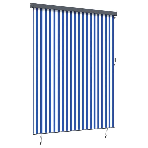 vidaXL Estor enrollable Rayado Azul y 200 x 250 cm Tela y Aluminio