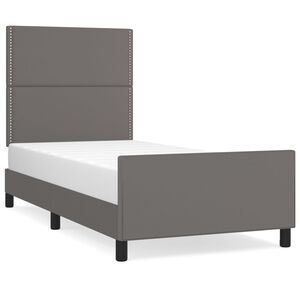 vidaXL Estructura de cama sin colch&oacute;n cuero sint&eacute;tico gris 90x190 cm