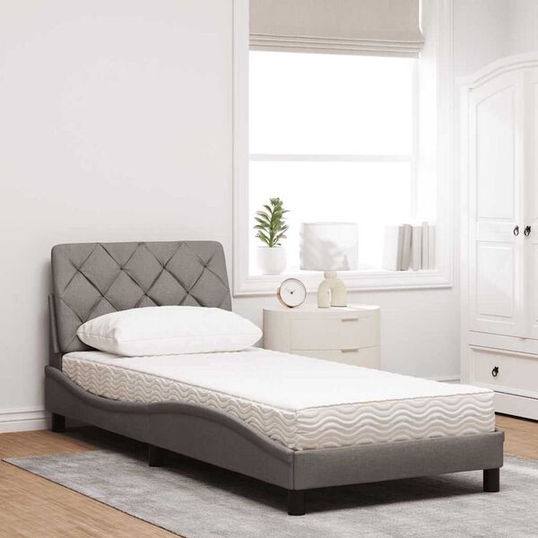vidaXL Cama con colch&oacute;n tela gris taupe 90x200 cm