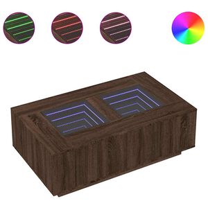 vidaXL Mesa de centro con Infinity LED marr&oacute;n roble 116x69x40 cm