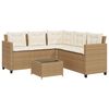 vidaXL Sof&aacute; de jard&iacute;n en forma de L con mesa y cojines rat&aacute;n PE beige