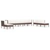 vidaXL Set muebles de jard&iacute;n 10 piezas cojines rat&aacute;n sint&eacute;tico marr&oacute;n