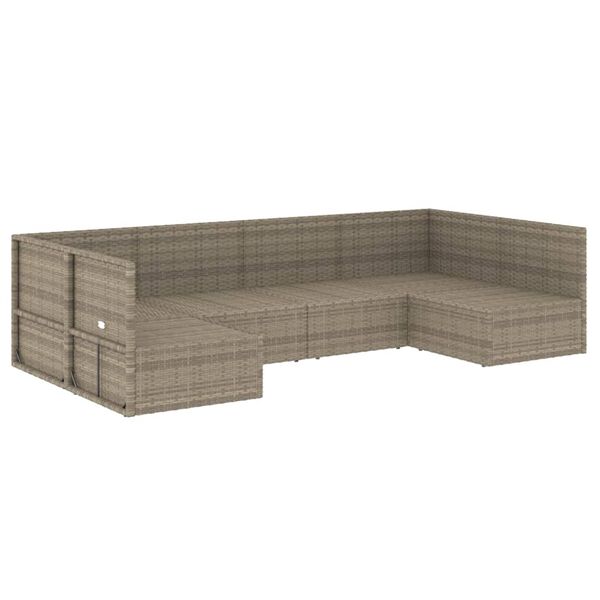 vidaXL Set de muebles de jard&iacute;n 6 pzas y cojines rat&aacute;n sint&eacute;tico gris