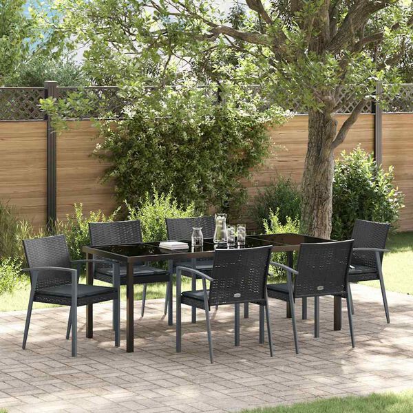 vidaXL Conjunto de Comedor de Jard&iacute;n 7 pcs Negro y Gris