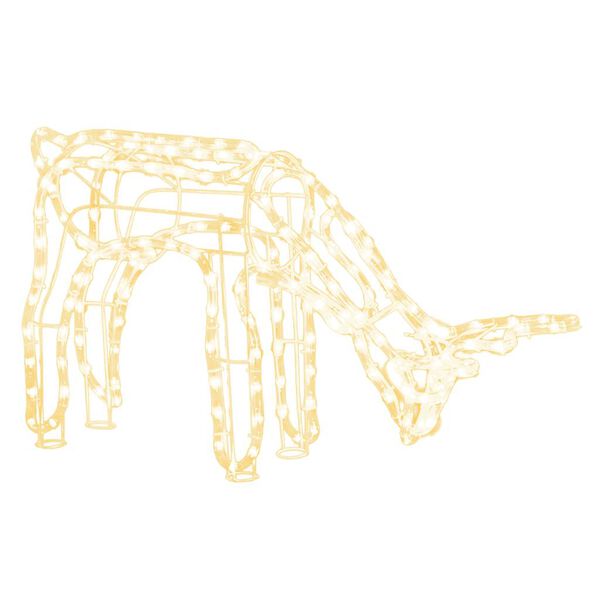 vidaXL Figura de reno de Navidad blanco c&aacute;lido 73x31x45 cm