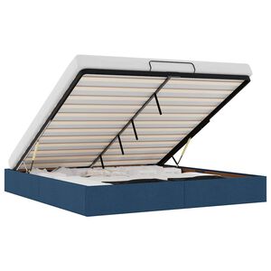 vidaXL Estructura de cama otomana sin colch&oacute;n tela azul 200x200 cm