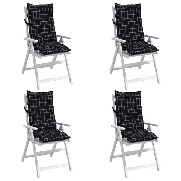 vidaXL Cojines para silla respaldo alto 4 uds tela a cuadros negro