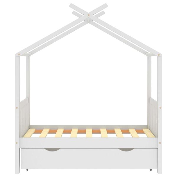 vidaXL Estructura de cama niños y cajón madera maciza blanca 70x140 cm