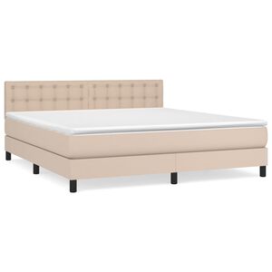 vidaXL Cama box spring con colch&oacute;n cuero sint&eacute;tico capuchino 160x200cm