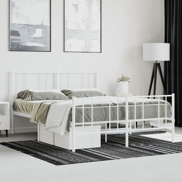 vidaXL Estructura cama sin colch&oacute;n con estribo metal blanco 120x200 cm