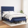 vidaXL Cama box spring con colch&oacute;n tela azul 140x200 cm