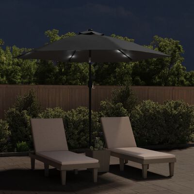 vidaXL Sombrilla de jardín con luces LED palo de acero 300cm antracita