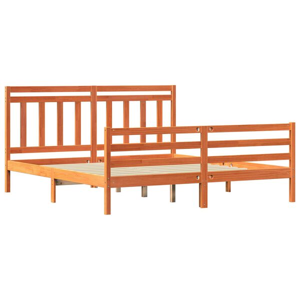 vidaXL Estructura de cama con cabecera Marr&oacute;n cera 180 x 200 cm