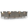 vidaXL Juego de comedor de jard&iacute;n 13 piezas con cojines gris