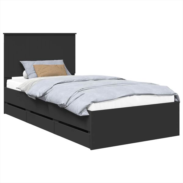 vidaXL Estructura de cama Negro 100 x 200 cm Madera Ingenieril