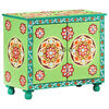 vidaXL Aparador madera de mango pintado a mano multicolor 70x35x60 cm