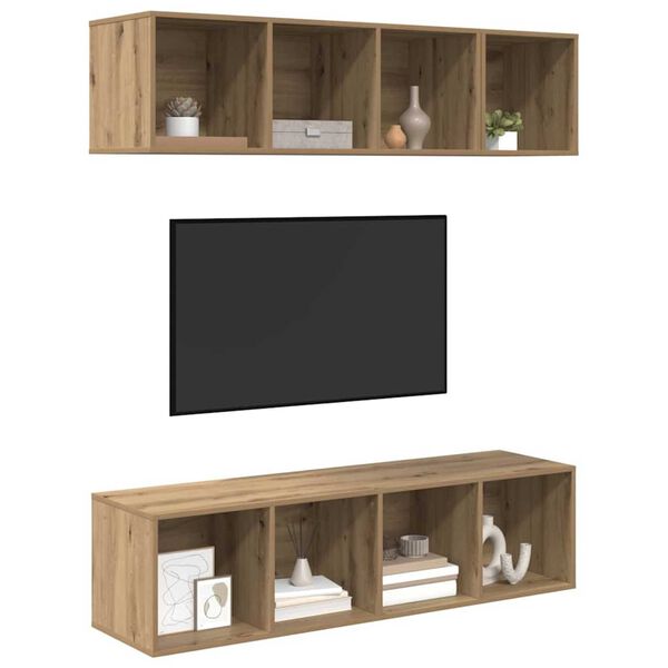 vidaXL Conjunto de mueble de TV 3 pcs Roble artesanal