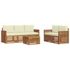 vidaXL Juegos de sof&aacute;s 6 pcs Natural y Crema Madera de Acacia S&oacute;lida