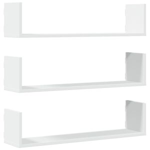 vidaXL Estantes de pared 2 uds madera ingenier&iacute;a blanca 80x18x18 cm
