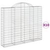 vidaXL Cestas gaviones 10 uds forma de arco hierro 200x30x160/180 cm