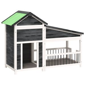 vidaXL Caseta para perros madera maciza de pino gris 143x60,5x109 cm