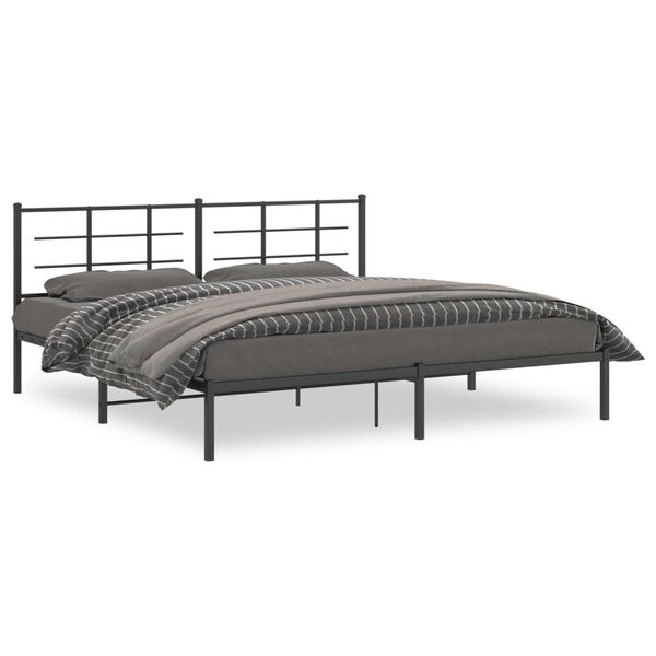 vidaXL Estructura cama sin colchón con cabecero metal negro 193x203 cm