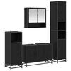 vidaXL Juego de muebles de ba&ntilde;o 4 uds. Roble Negro