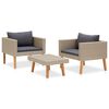 vidaXL Set de muebles de jardín 3 pzas y cojines ratán sintético beige