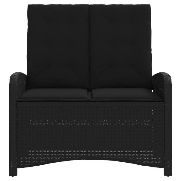 vidaXL Sill&oacute;n reclinable de jard&iacute;n con cojines rat&aacute;n sint&eacute;tico negro