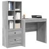 vidaXL Escritorio con caj&oacute;n 2 pcs Gris Sonoma