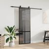 vidaXL Puerta corredera con herrajes negro 76x205 cm vidrio templado