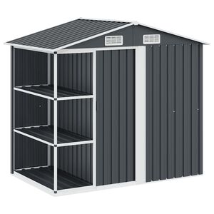 vidaXL Cobertizo jard&iacute;n y estanter&iacute;a hierro antracita 205x130x183 cm