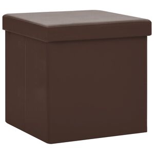 vidaXL Taburete con almacenaje plegable marr&oacute;n PVC