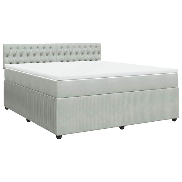 vidaXL Cama box spring con colch&oacute;n terciopelo gris claro 180x200 cm