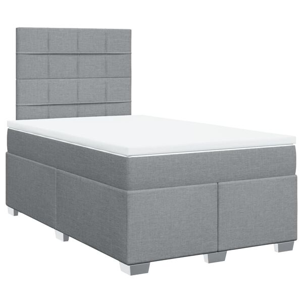 vidaXL Cama box spring con colch&oacute;n tela gris claro 120x190 cm