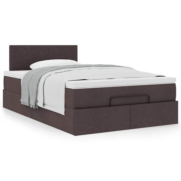 vidaXL Cama otomana con colch&oacute;n marr&oacute;n oscuro 120x200 cm tela