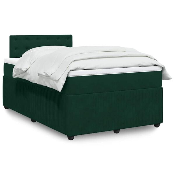 vidaXL Cama box spring con colch&oacute;n terciopelo verde oscuro 120x200 cm
