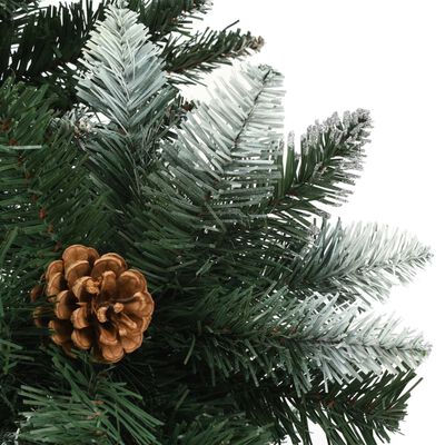 vidaXL Árbol de Navidad artificial con piñas y brillo blanco 180 cm
